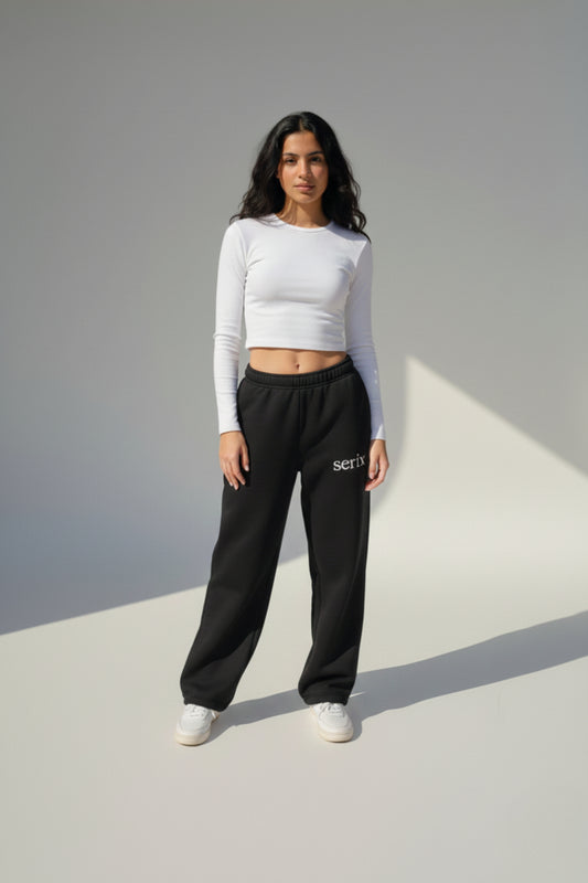 SERIX Cozy Straight-Leg Sweatpants Black